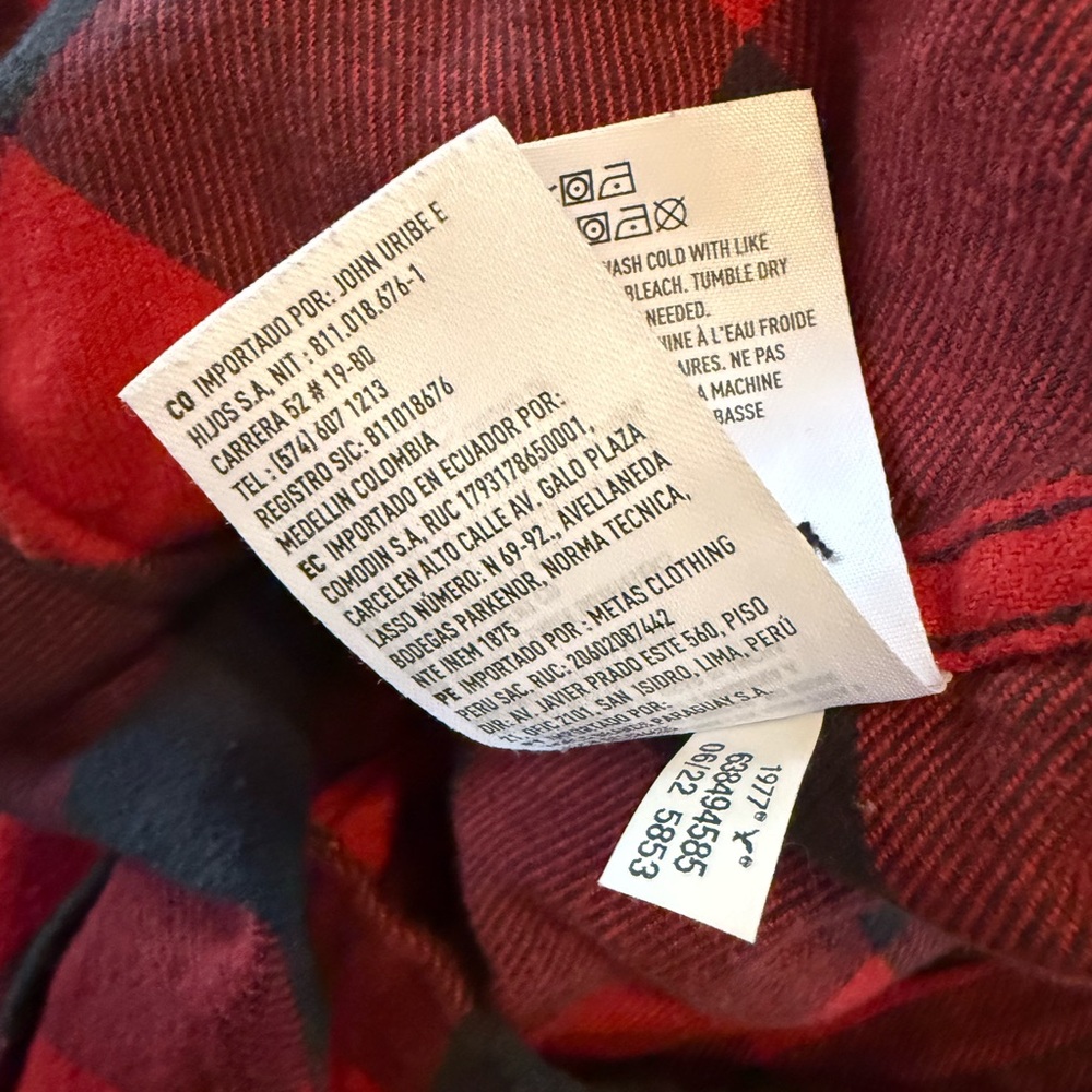 American Eagle Outfitter Super Soft Red Black Plaid Flannel Shirt Men L Cotton - Picture 7 of 9
